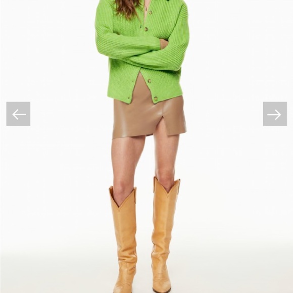 Aritzia Wilfred Claudette Cardigan collared merino wool in cucamelon green XXs - Picture 2 of 7